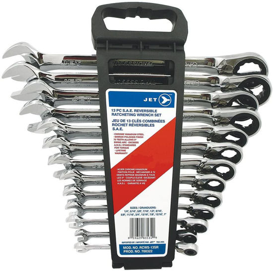 Picture of Jet 13-Piece Long S.A.E. Reversible Ratcheting Combination Wrench Set, 700322