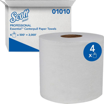 Picture of Kimberly-Clark SCOTT Centre Flow Hand Towels, White, 625'/Roll, 4/Box