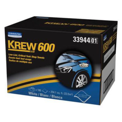 Picture of Kimberly-Clark KREW 600 Shop Towels, Twin POP-UP Box, Blue, Extra Low Lint, 180 Wipers/Box