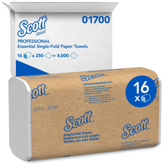 Picture of Kimberly-Clark SCOTT Single Fold Towels, White, 250 Towels, 16/Box