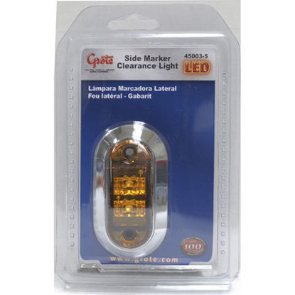Picture of Grote 2 1/2" Oval LED Clearance / Marker Lamp with Chrome Bezel, Yellow (Retail Pack)