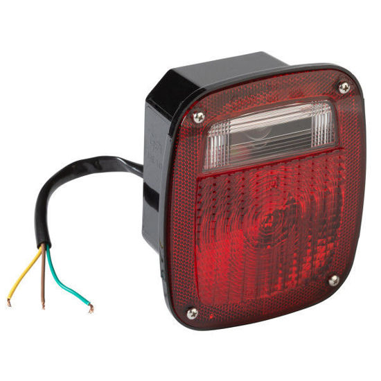 Picture of Grote Three-Stud Stop/Tail/Turn Lamp with Pigtail, Red w/License Plate Window (Peterbilt | Chevrolet | Jeep |GMC)