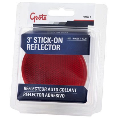 Picture of Grote Round Stick-On Reflector, 3" Round, Red (Retail Pack)